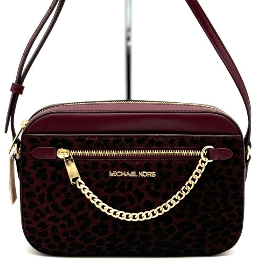 Michael Kors Large Jet Set Item EW Chain Xbody Crossbody Bag Ox Blood Multi